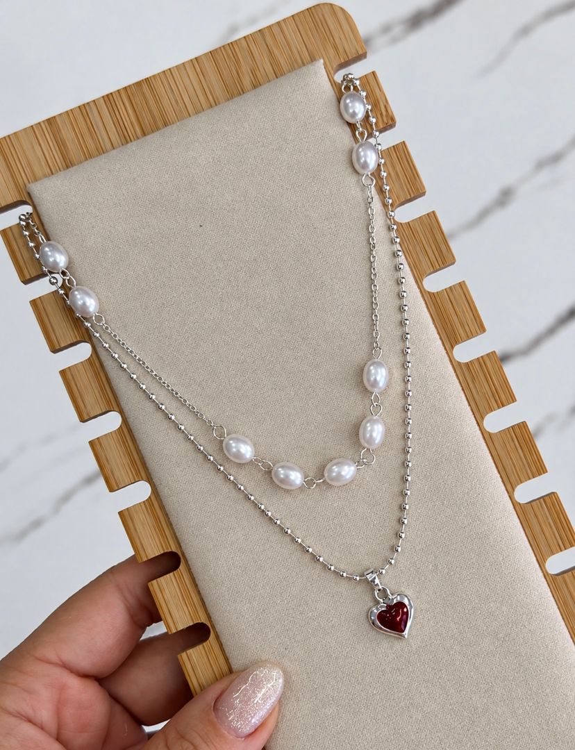Collar doble corazon 