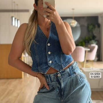 CHALECO DENIM TRES BOTONES Q104 - imagen 1