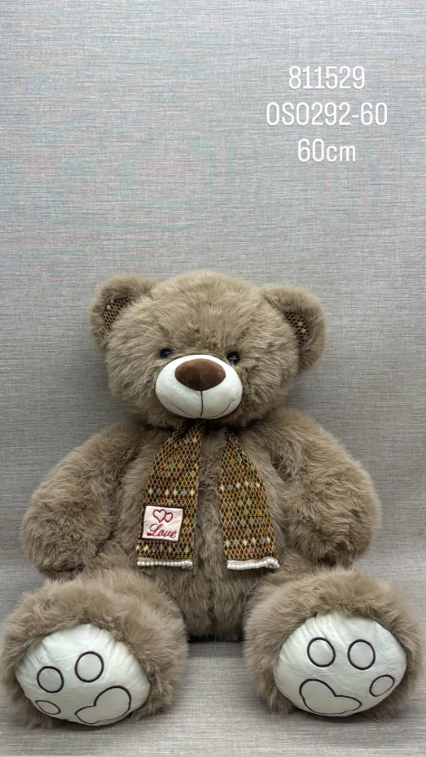 OSO PELUDITO MARRON CLARO CON BUFANDA 60 CM