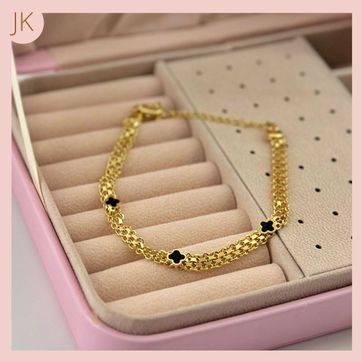 Imagen del producto TOBILLERA CADENA PLANA TREBOL RODIO