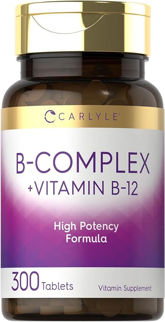 Vitamina del complejo B con B12  300 tabletas  Fórmula de alta potencia 