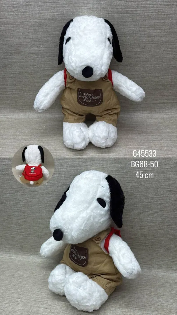 SNOOPY CON OVEROL Y BOLSO  45 CM 