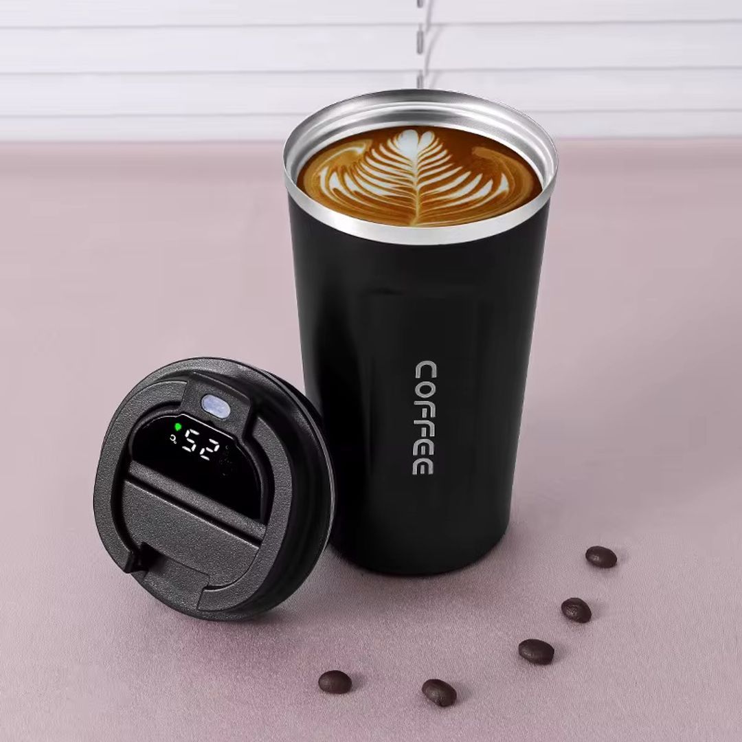 Mug térmico coffee con medición de temperatura 
