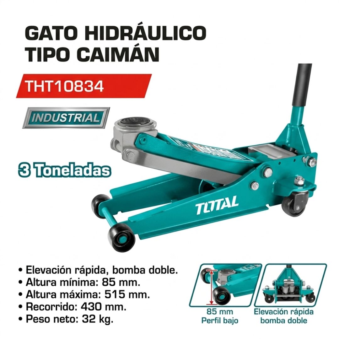 GATO HIDRAULICO TIPO CAIMAN 3 TON PERFIL BAJO    