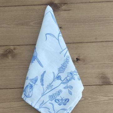 SERVILLETAS DE LINO - FLORES AZULES - imagen 1
