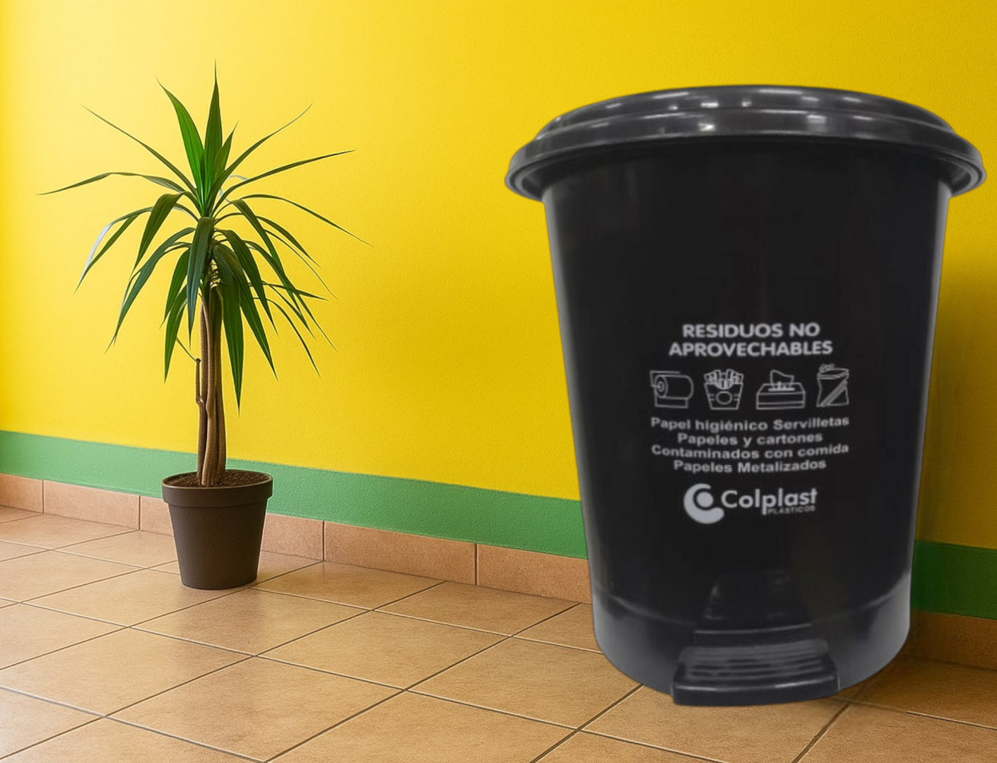 PAPELERA REDONDA PEDAL 25 LT-NEGRO-CLP