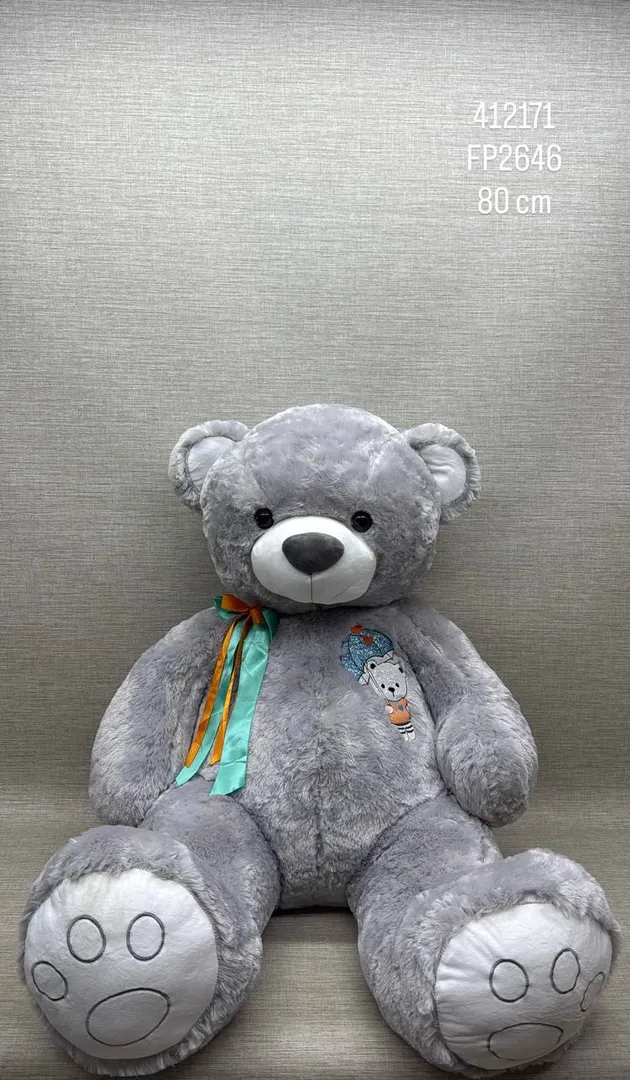 OSO GRIS CON CINTA 80 CM