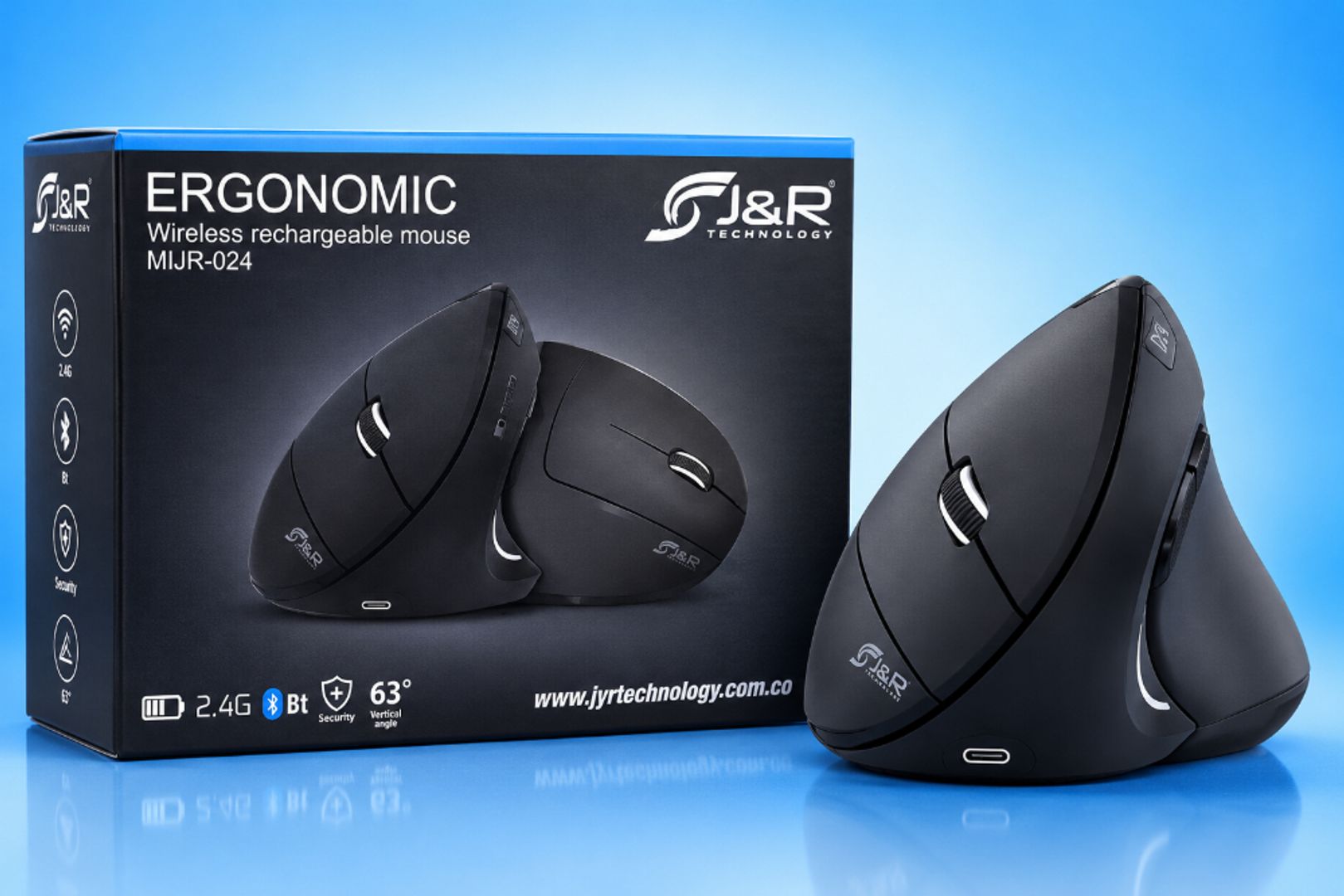 Mouse Ergonómico Inalámbrico J&R MIJR-024