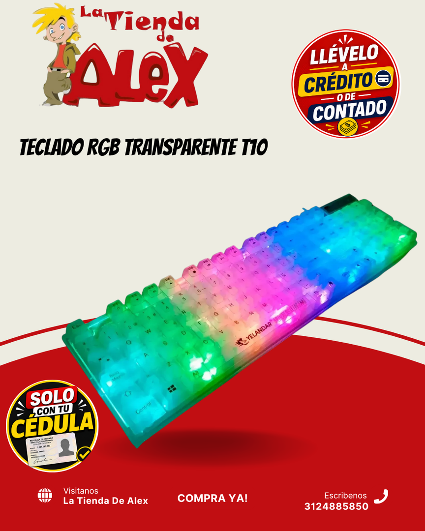TECLADO RGB TRANSPARENTE T10