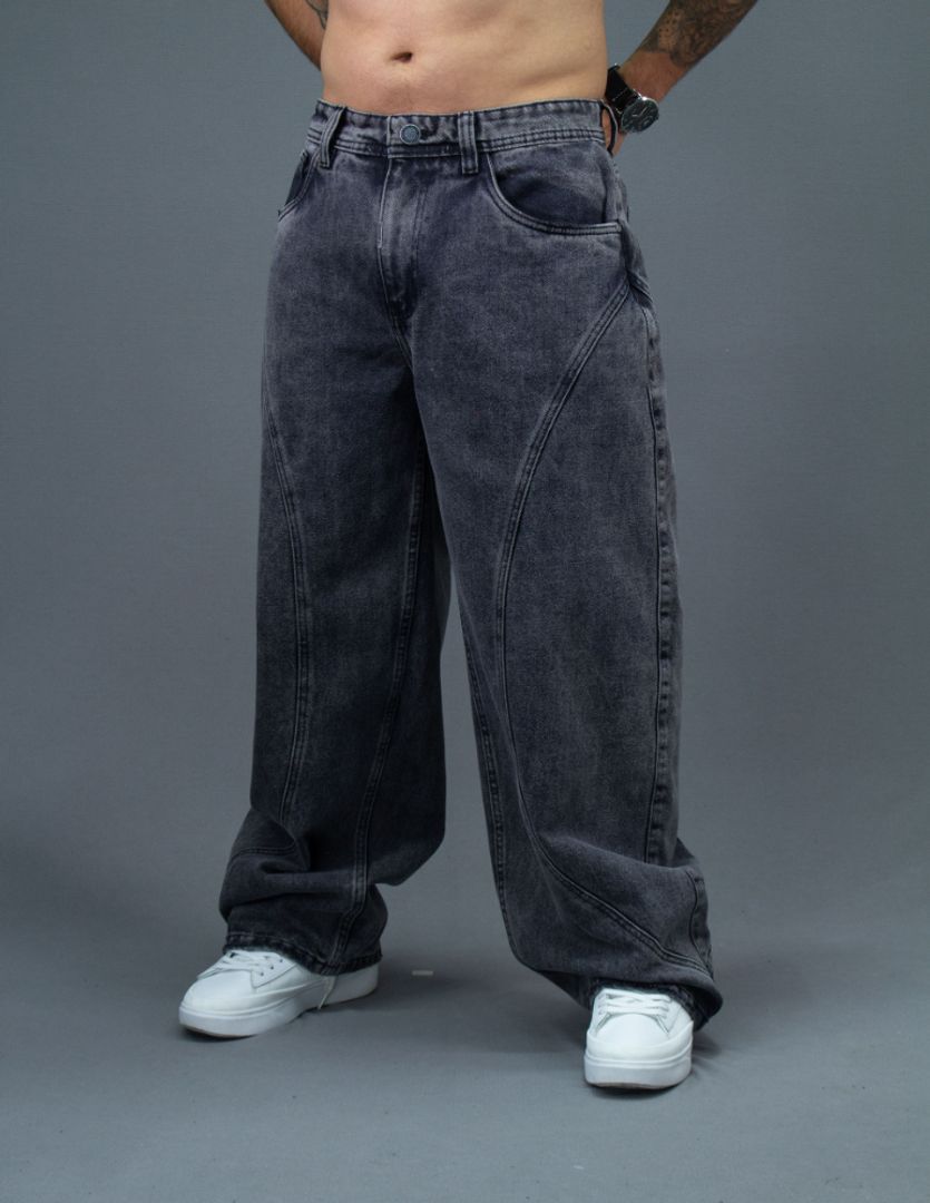 JEANS SUPER BAGGY CORTES GRIS