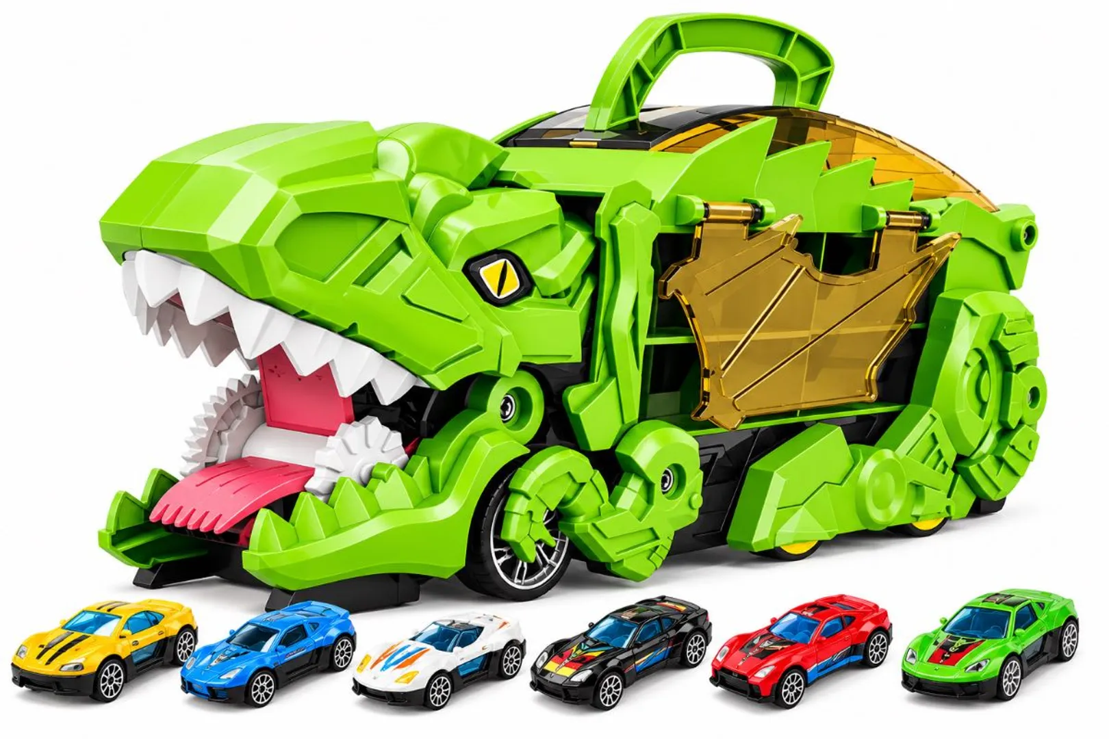 CAMION DINOSAURIO CON CARROS 6 PCS