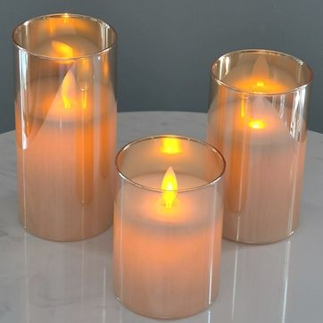 Imagen del producto Set Velas Ambar Decorativa de Pilas