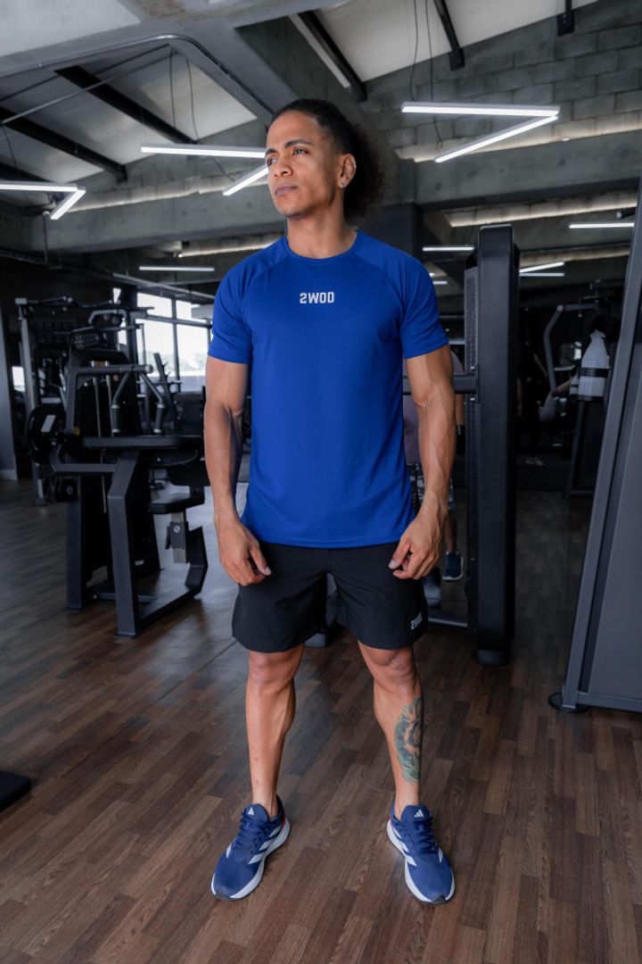 SET MEN CAMISETA AZUL R. + PANTALONETA NEGRA 