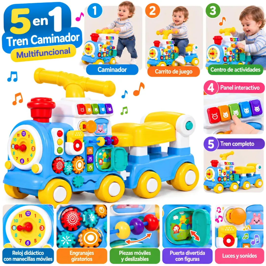 TREN CAMINADOR MULTIFUNCIONAL 5 EN 1 PARA BEBES