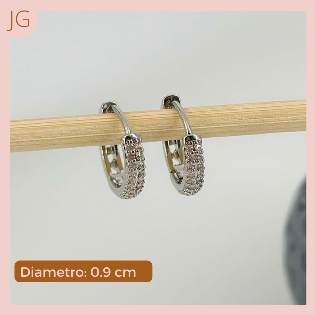 Candongas Plateadasn Rodio Cristal