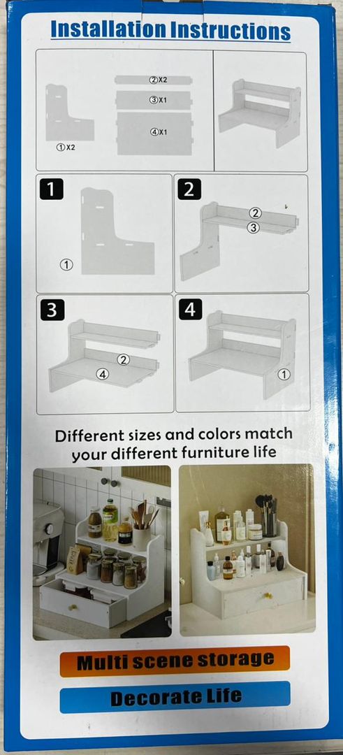 ARMARIO ORGANIZADOR ESTANTE 2 NIVELES CON CAJON PRLA-990