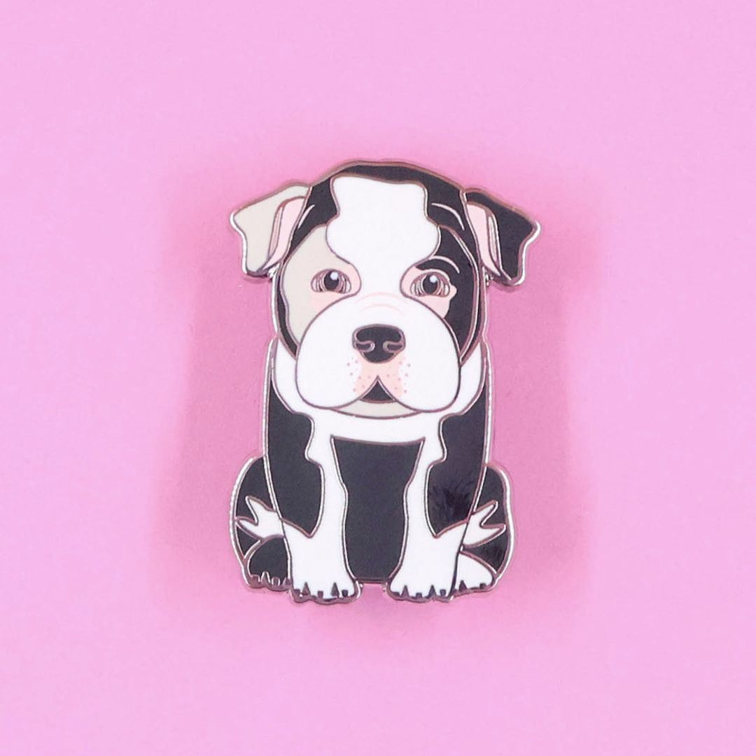 PIN BULLDOG INGLES BLANCO NEGRO