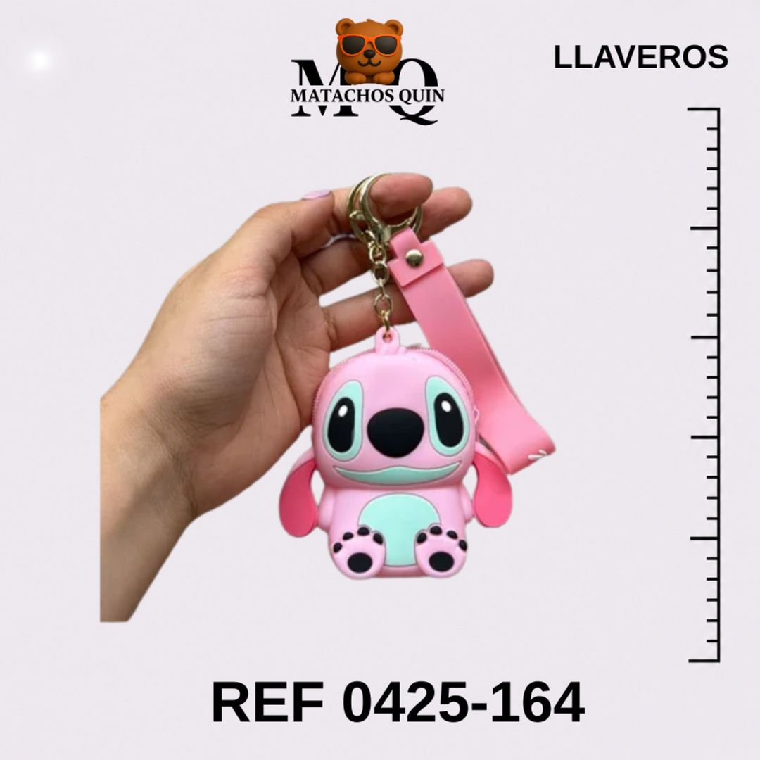 LLAVEROS TIPO MONEDERO DE STITCH & ANGELA