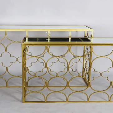 Imagen del producto Set de dos mesas doradas con espejo.