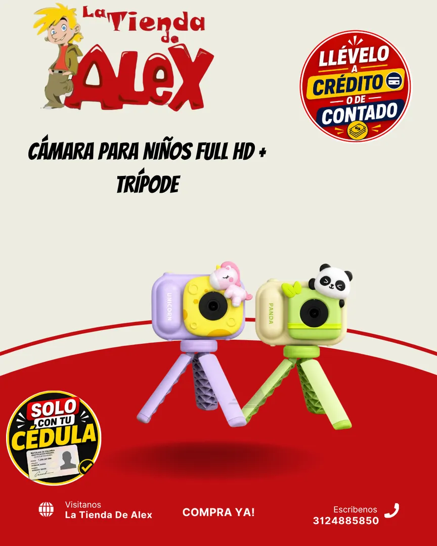 CÁMARA PARA NIÑOS FULL HD + TRÍPODE