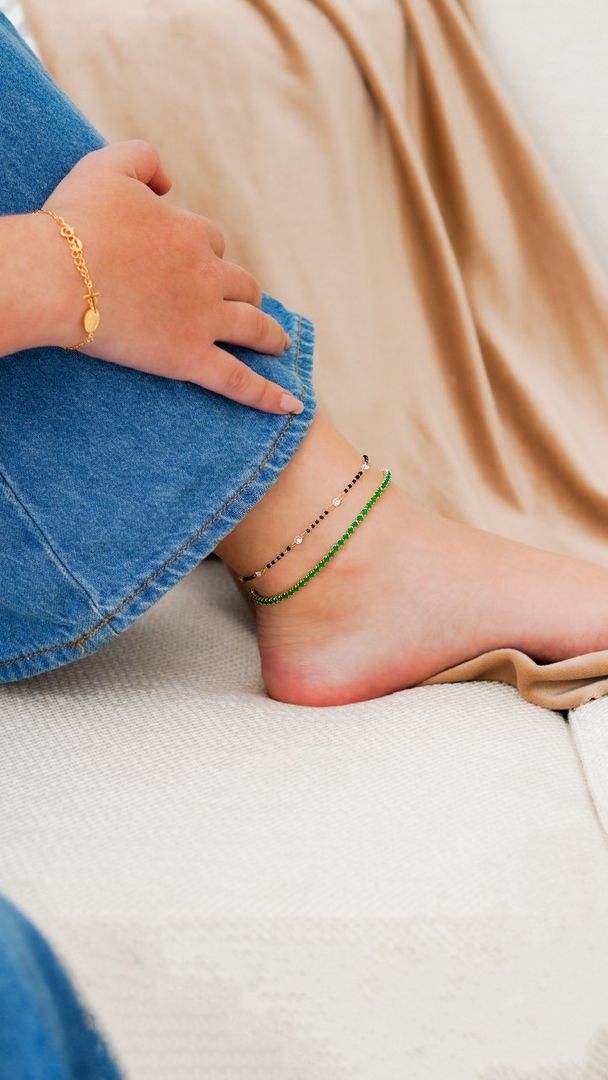 Tobillera circonia bicolor 24.5 cm 