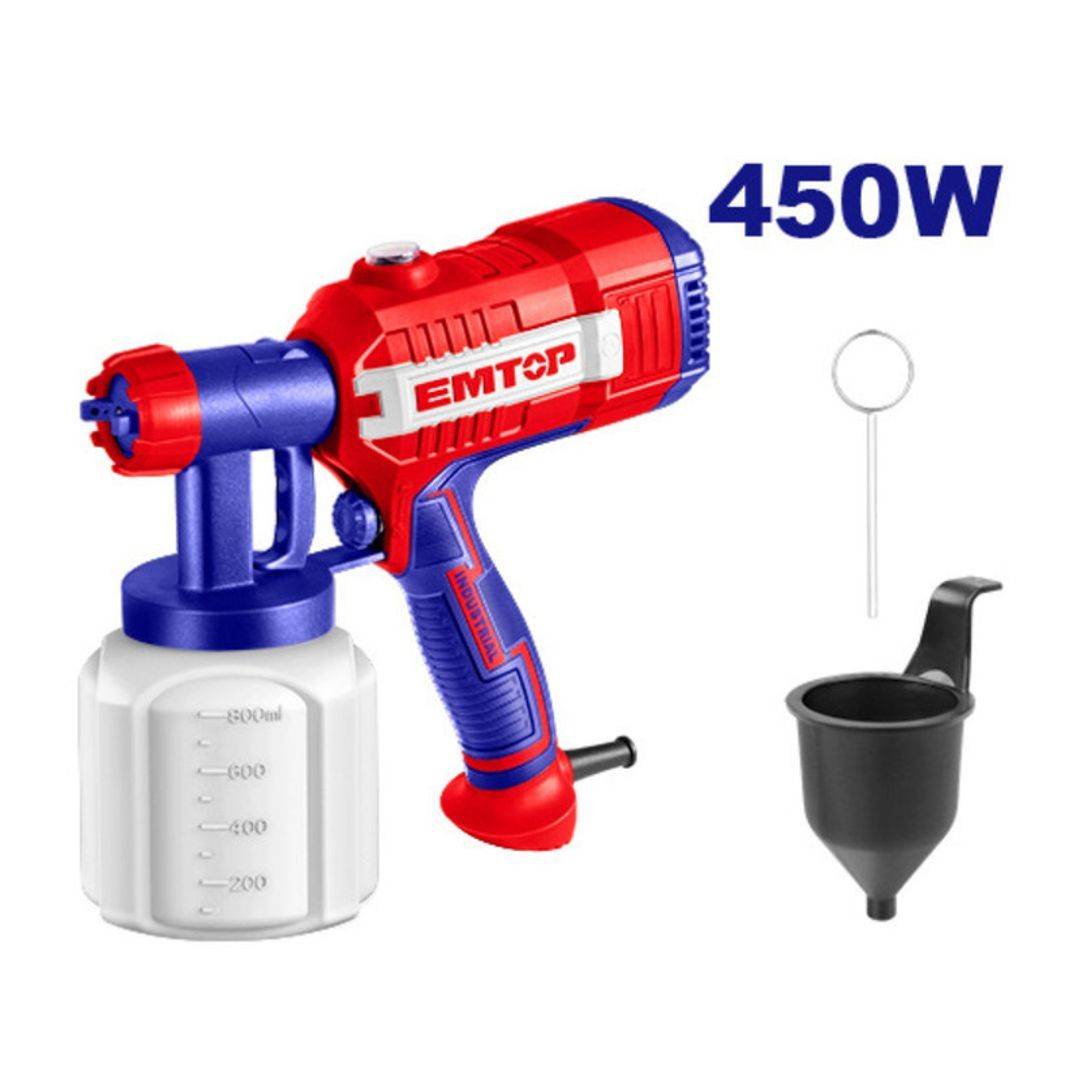 EMTOP PISTOLA PARA PINTAR 450W/120V CAP 800ML + ACCESORIOS SUPER EMTOP
