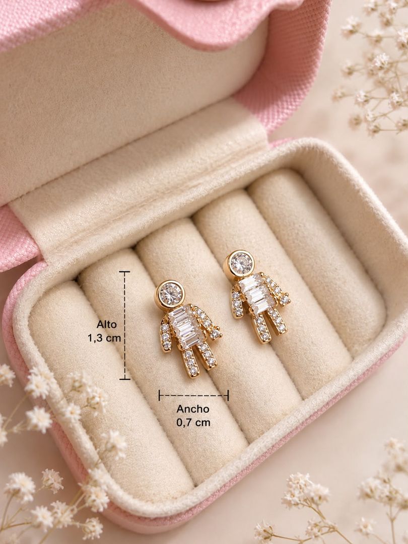 Aretes Silueta Brillante en Rodio Dorado