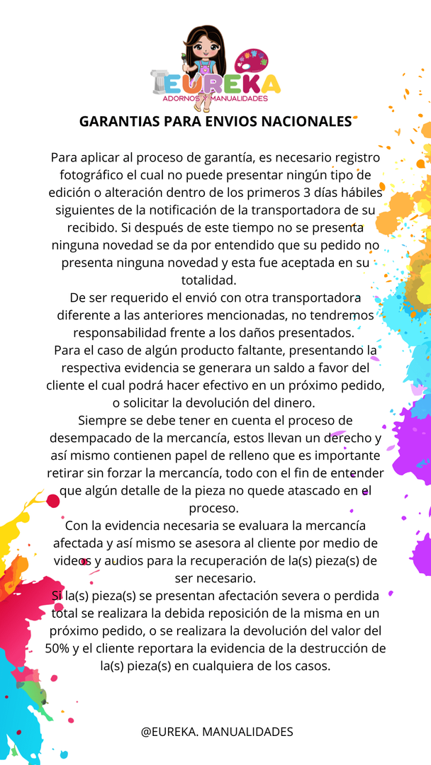 GARANTIA PARA ENVIOS NACIONALES
