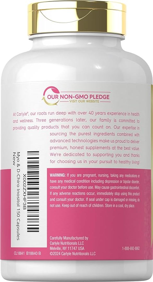 Myo inositol y DChiro Inositol 2060mg 150 CAP Carlyle