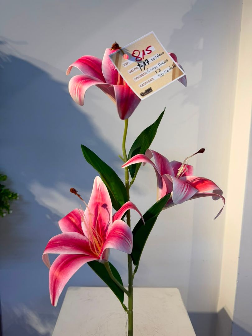 LIRIO EN VARA X 3 FLORES FUCSIA