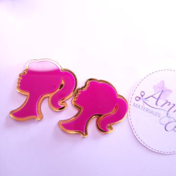 Acrílico 4.5x3.8cm silueta Dorado y fucsia - imagen 3