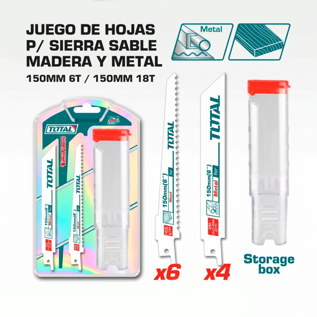 JUEGO DE HOJAS PARA SIERRA SABLE MADERA 150MM 6T 10 PIEZAS