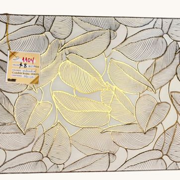 Imagen del producto INDIVIDUAL RECTANGULAR BLANCO CON HOJAS CROMADAS