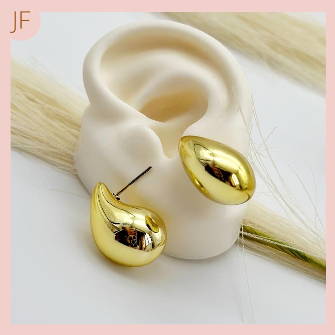 Aretes Gota Dorado Rodio 