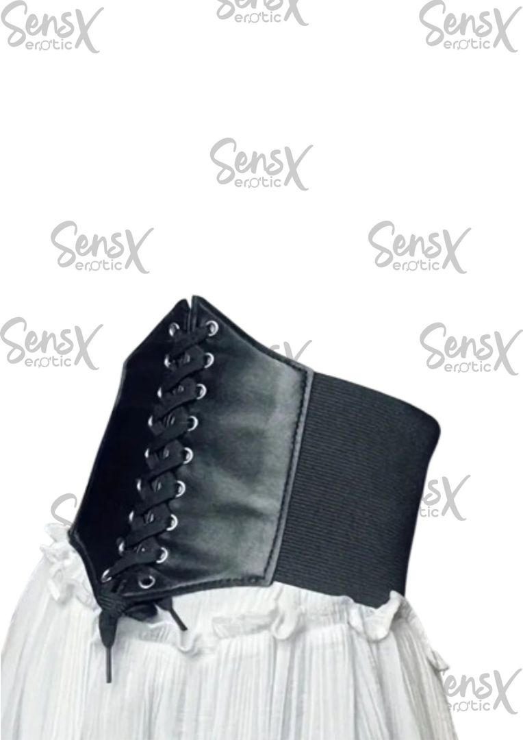 Cinturón de Corsé Elástico con Cuero Sintético y Cordones – Estilo Vintage y Elegancia