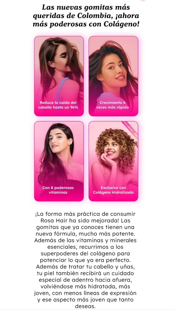 Gomas Biotina Y colágeno Rosa Hair