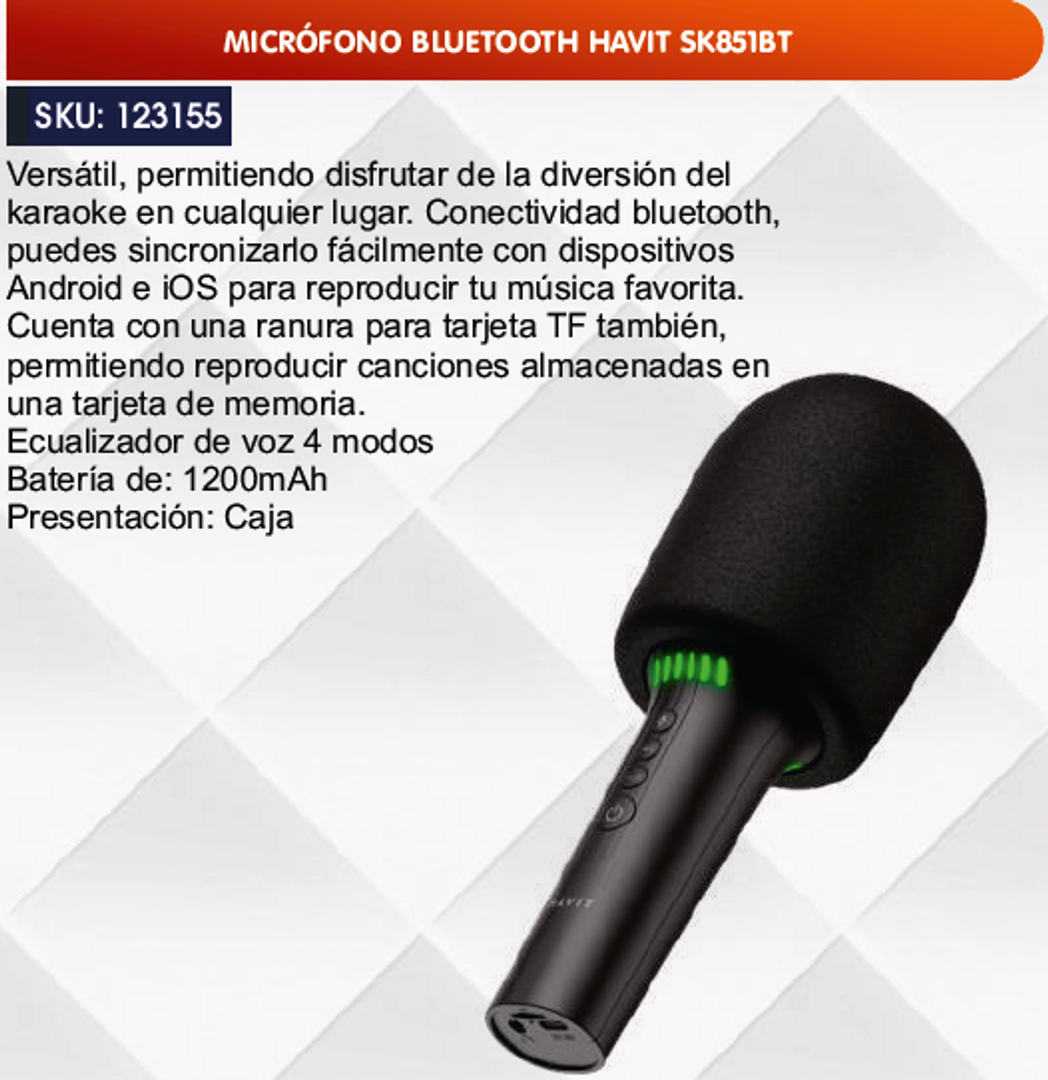 MICRÓFONO BLUETOOTH HAVIT SK851BT