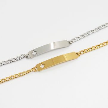 PULSERA PLACA ESTRELLA 6 X 43 MM ACERO - imagen 1
