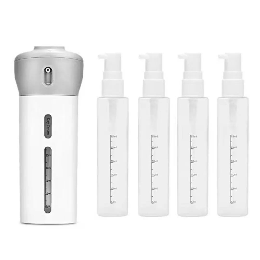 SET DE BOTELLAS DISPENSADORAS PARA VIAJE X4 TARROS VIAJES GYM