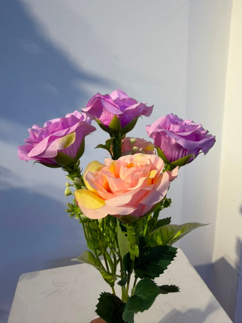 MINI ROSA X 5 LILA CON CURUBA