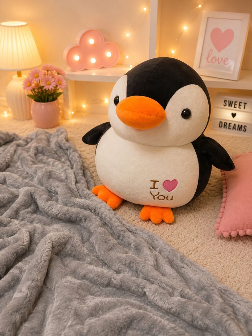 Cojín cobija pingüino 