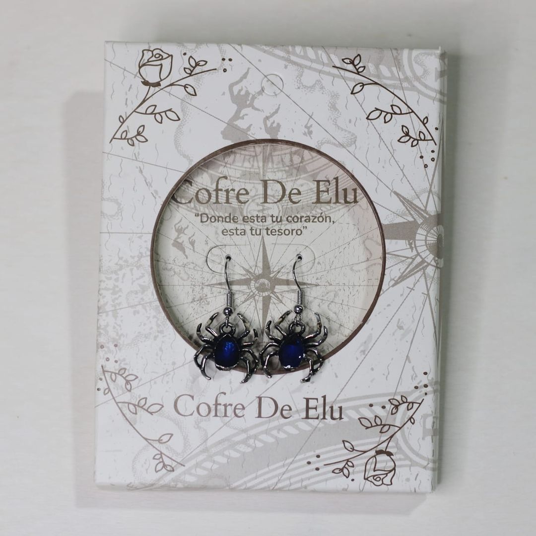 ARETES MINI ARAÑA AZUL