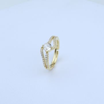 Imagen del producto ANILLO AJUTABLE  CON SOLITARIO CRISTAL HALO  CRUZADO ZIRCONES 5910 