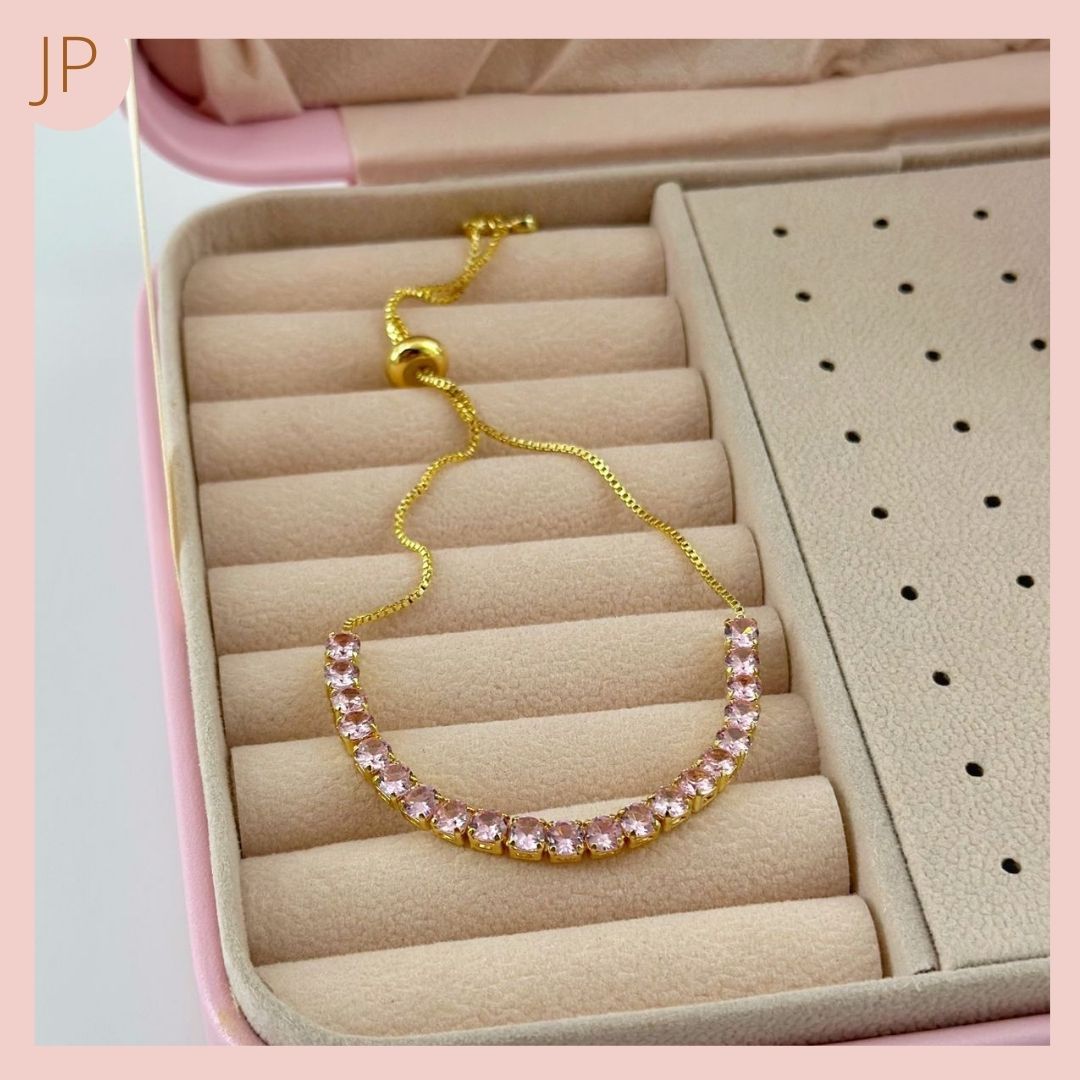 PULSERA CIRCONES ROSA AJUSTABLE