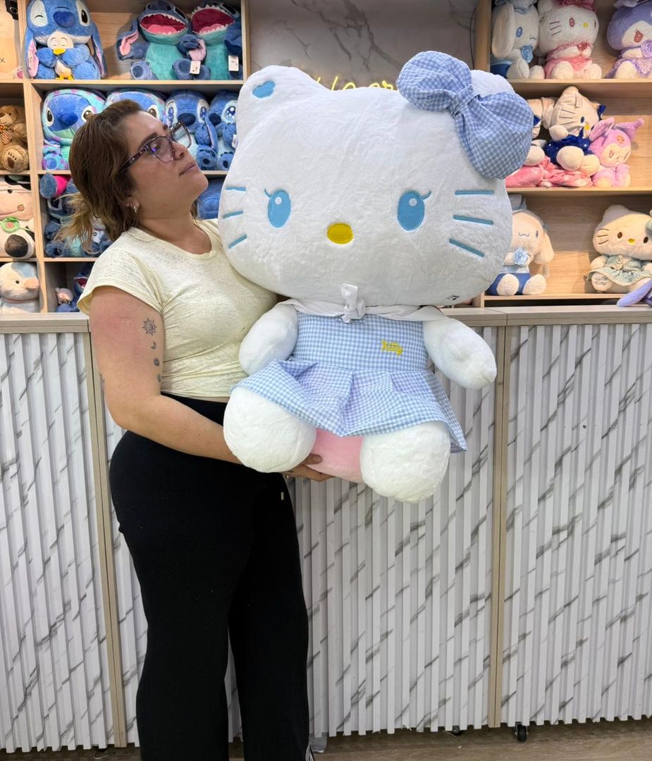 PELUCHE KITTY GRANDE VESTIDO CUADROS 80cm