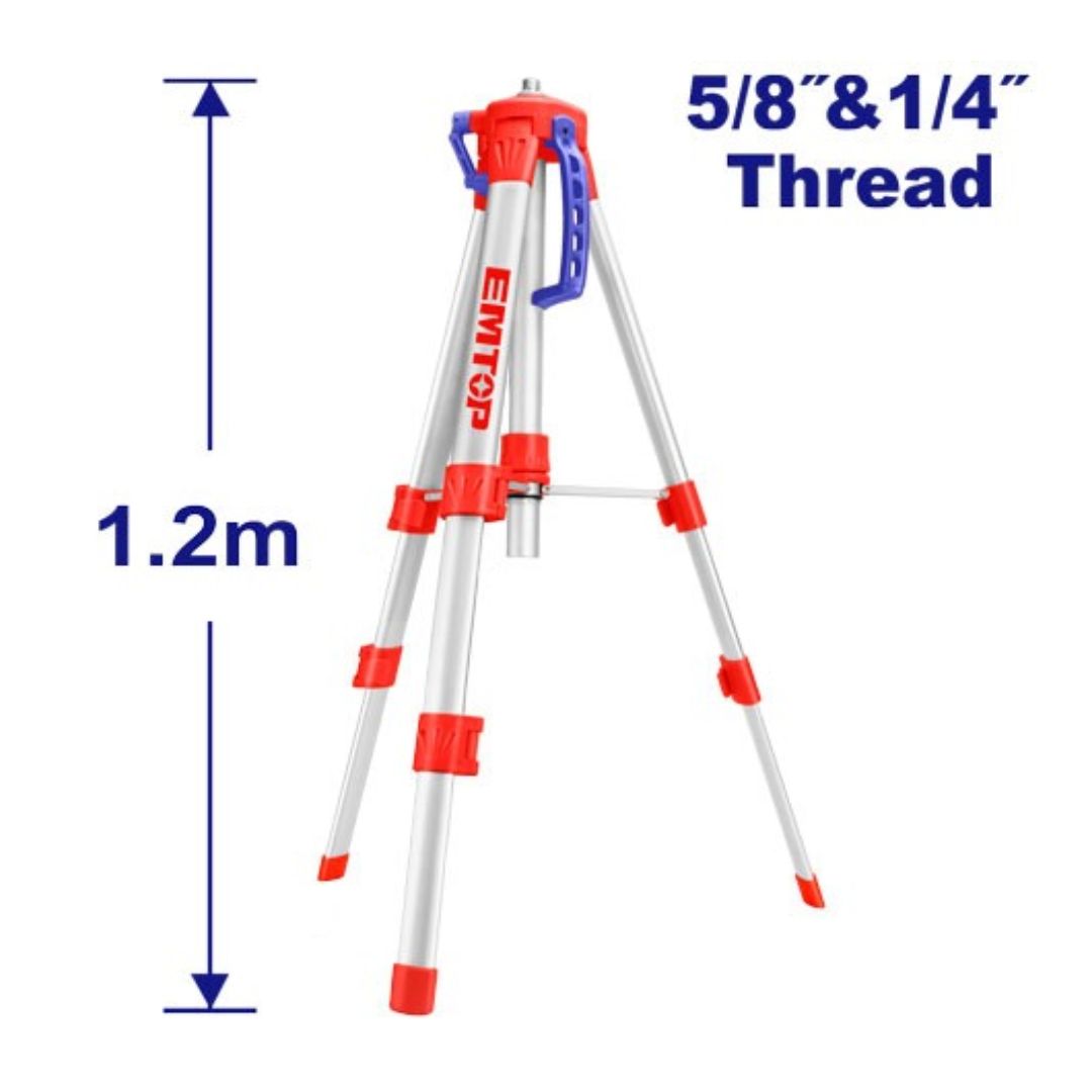 EMTOP TRIPODE ALUMINIO PARA NIVEL LASER 1,2MTS 5/8" & 1/4"
