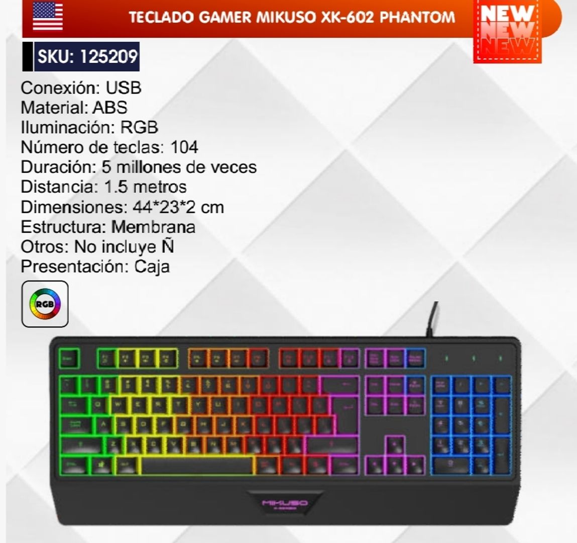TECLADO GAMER MIKUSO XK-602 PHANTOM