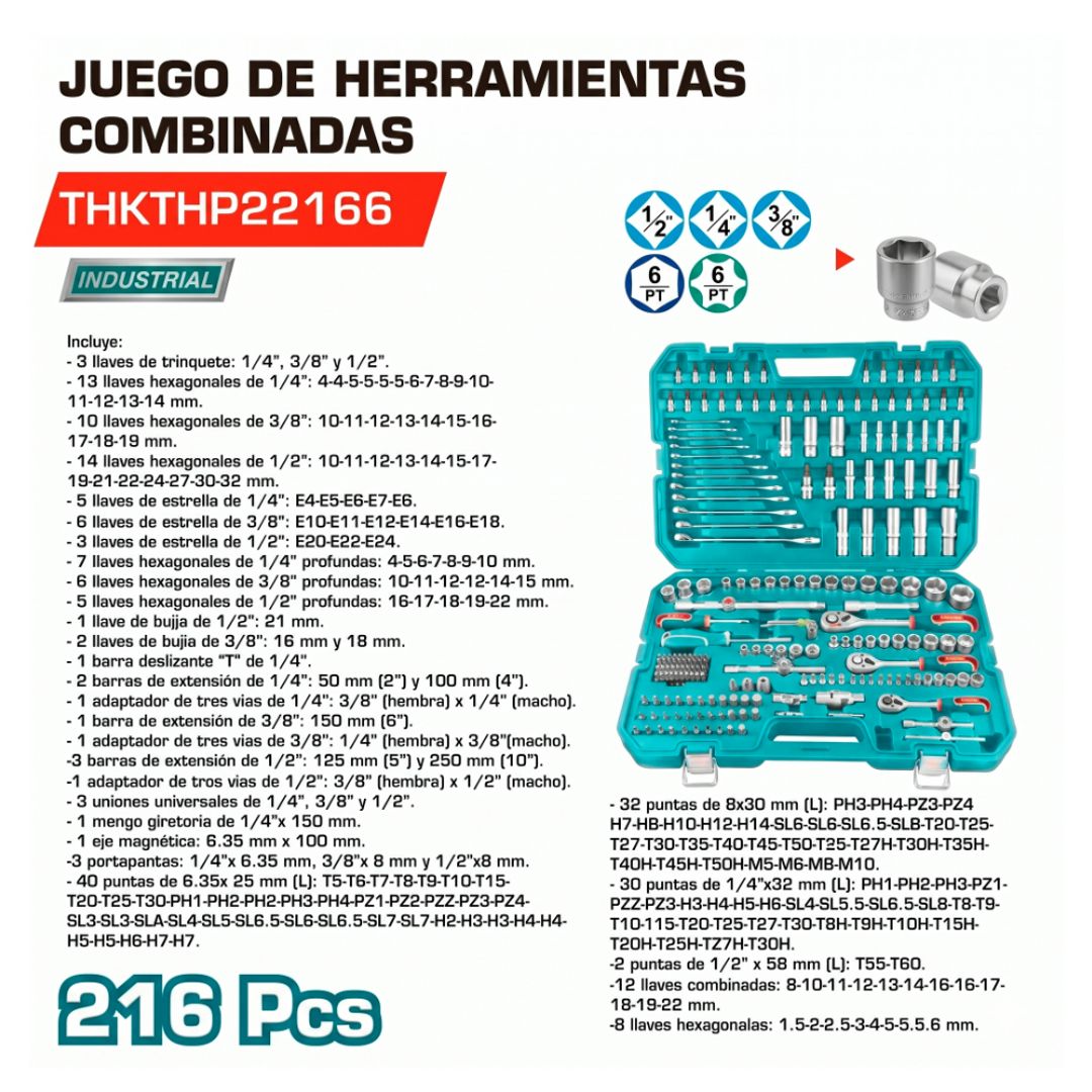 JUEGO DE HERRAMIENTAS DE 216 PIEZAS