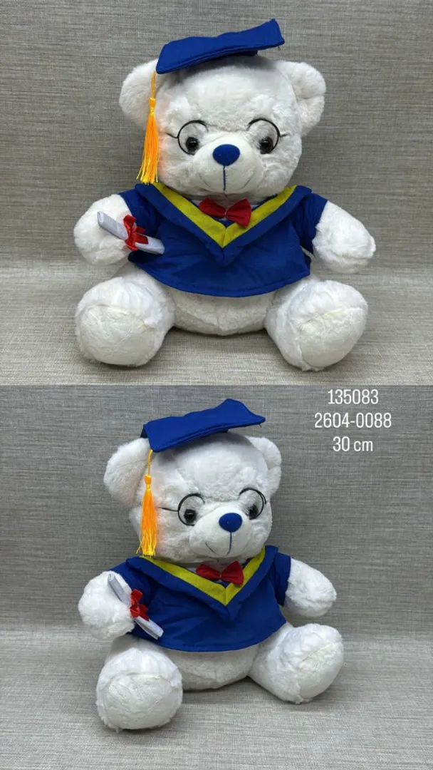 OSO BLANCO DE GRADO AZUL 30 CM 
