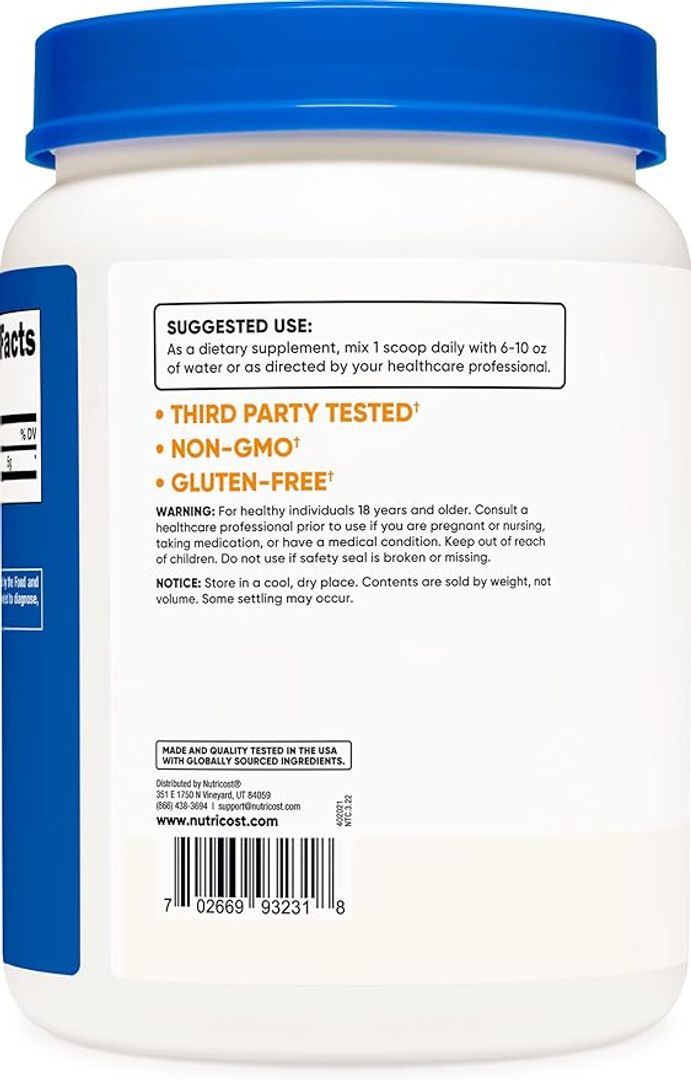 L Glutamina  5g 1 kilo 200Servings NUTRICOST